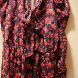 Floral Blouse with Tie Bow Detail